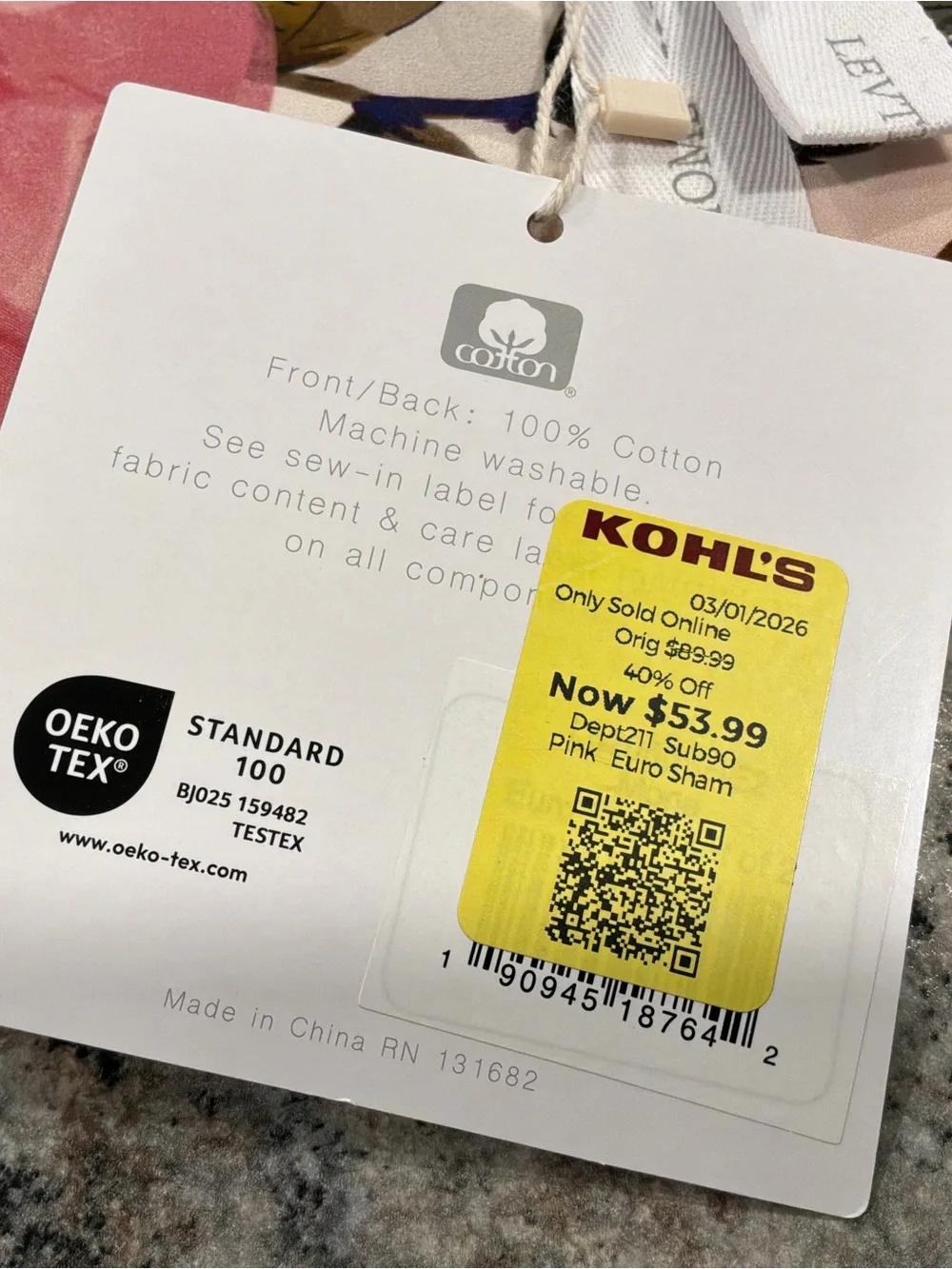 Levtex Home Mona Euro Shams Standard Size Pinks NEW set of 2